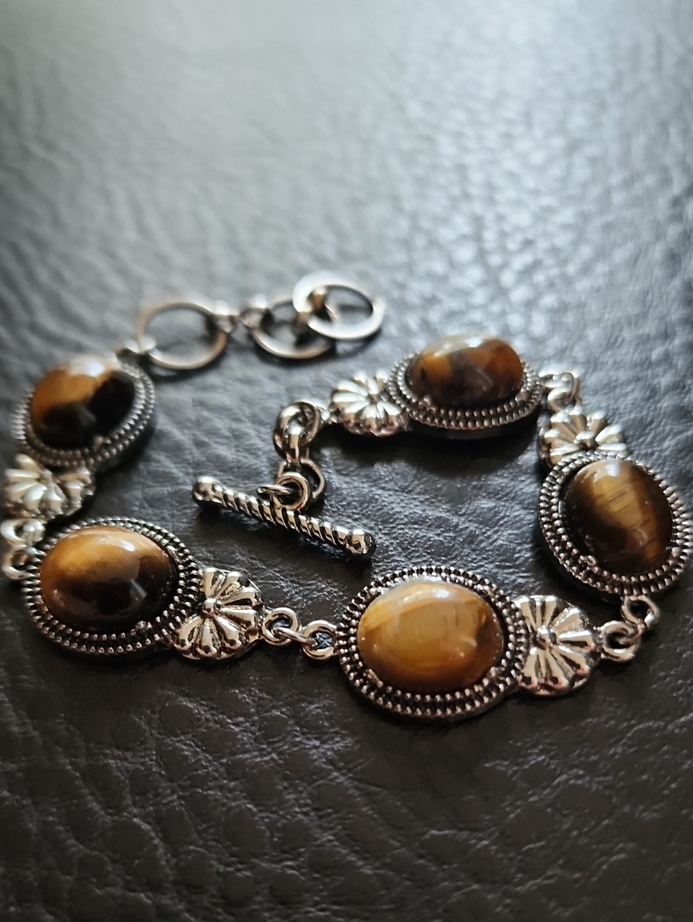 Brown Tiger Eye Silver Bracelet